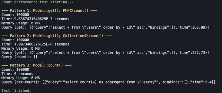 php/laravelにおけるcount関数の速度の違い